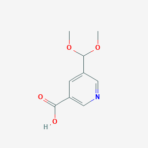 molecular formula C9H11NO4 B8092328 5-(Dimethoxymethyl)pyridine-3-carboxylic acid 