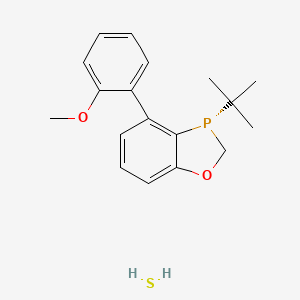 molecular formula C18H23O2PS B8092346 (3S)-3-tert-butyl-4-(2-methoxyphenyl)-2H-1,3-benzoxaphosphole;sulfane 