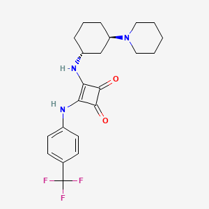 molecular formula C22H26F3N3O2 B8092375 3-[[(1R,3R)-3-piperidin-1-ylcyclohexyl]amino]-4-[4-(trifluoromethyl)anilino]cyclobut-3-ene-1,2-dione 
