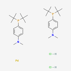 molecular formula C32H58Cl2N2P2Pd B8092458 Di((4-dimethylaminophenyl)di(tert-butyl)phosphoranyl)dichloropalladium(IV) 