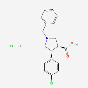 molecular formula C18H19Cl2NO2 B8092516 (3R,4R)-1-benzyl-4-(4-chlorophenyl)pyrrolidine-3-carboxylic acid hydrochloride 