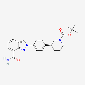 molecular formula C24H28N4O3 B8092576 tert-Butyl (S)-3-(4-(7-carbamoyl-2H-indazol-2-yl)phenyl)piperidine-1-carboxylate 