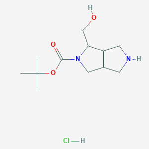 molecular formula C12H23ClN2O3 B8092580 Tert-butyl 1-(hydroxymethyl)hexahydropyrrolo[3,4-c]pyrrole-2(1H)-carboxylate hydrochloride 