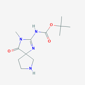 molecular formula C12H20N4O3 B8092634 tert-Butyl (3-methyl-4-oxo-1,3,7-triazaspiro[4.4]non-1-en-2-yl)carbamate 