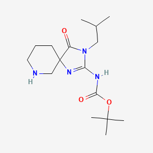 molecular formula C16H28N4O3 B8092637 tert-Butyl (3-isobutyl-4-oxo-1,3,7-triazaspiro[4.5]dec-1-en-2-yl)carbamate 