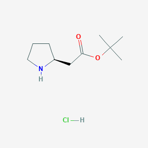 molecular formula C10H20ClNO2 B8092642 Tert-butyl (S)-2-(pyrrolidin-2-yl)acetate hydrochloride 