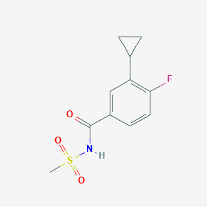 molecular formula C11H12FNO3S B8092687 3-Cyclopropyl-4-fluoro-N-(methylsulfonyl)benzamide 