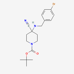 molecular formula C18H24BrN3O2 B8092719 tert-Butyl 4-((4-bromobenzyl)amino)-4-cyanopiperidine-1-carboxylate 