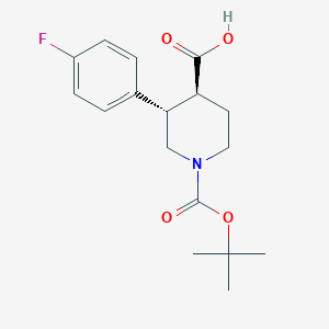 molecular formula C17H22FNO4 B8092737 1-(tert-Butoxycarbonyl)-3-(4-fluorophenyl)piperidine-4-carboxylic acid (trans) 