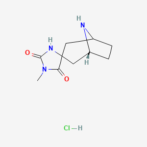 molecular formula C10H16ClN3O2 B8092739 (1R)-1'-methyl-8-azaspiro[bicyclo[3.2.1]octane-3,4'-imidazolidine]-2',5'-dione hydrochloride 