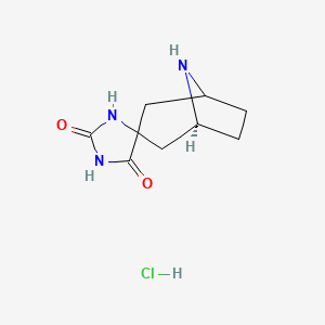 molecular formula C9H14ClN3O2 B8092741 (1S)-8-azaspiro[bicyclo[3.2.1]octane-3,4'-imidazolidine]-2',5'-dione hydrochloride 