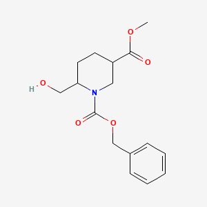 molecular formula C16H21NO5 B8092802 1-Benzyl 3-methyl 6-(hydroxymethyl)piperidine-1,3-dicarboxylate 