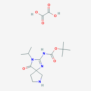 molecular formula C16H26N4O7 B8092818 (E)-tert-Butyl (3-isopropyl-4-oxo-1,3,7-triazaspiro[4.4]nonan-2-ylidene)carbamate oxalate 