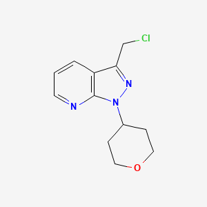 molecular formula C12H14ClN3O B8092872 3-(Chloromethyl)-1-(tetrahydro-2H-pyran-4-yl)-1H-pyrazolo[3,4-b]pyridine 