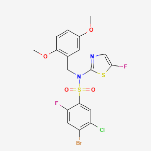 molecular formula C18H14BrClF2N2O4S2 B8092887 4-Bromo-5-chloro-N-(2,5-dimethoxybenzyl)-2-fluoro-N-(5-fluorothiazol-2-yl)benzenesulfonamide 
