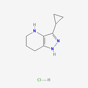 molecular formula C9H14ClN3 B8092925 3-Cyclopropyl-4,5,6,7-tetrahydro-1H-pyrazolo[4,3-b]pyridine hydrochloride 