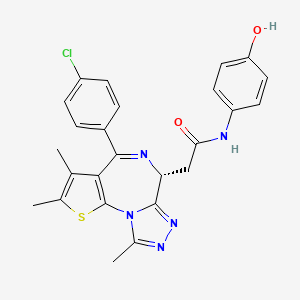 molecular formula C25H22ClN5O2S B8092951 2-((6R)-4-(4-chlorophenyl)-2,3,9-trimethyl-6H-thieno[3,2-f][1,2,4]triazolo[4,3-a][1,4]diazepin-6-yl)-N-(4-hydroxyphenyl)acetamide 