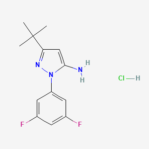 molecular formula C13H16ClF2N3 B8093024 5-Tert-butyl-2-(3,5-difluorophenyl)pyrazol-3-amine;hydrochloride 