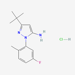 molecular formula C14H19ClFN3 B8093030 5-Tert-butyl-2-(5-fluoro-2-methylphenyl)pyrazol-3-amine;hydrochloride 