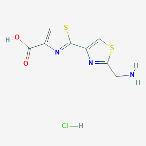 molecular formula C8H8ClN3O2S2 B8093038 2-[2-(Aminomethyl)-1,3-thiazol-4-yl]-1,3-thiazole-4-carboxylic acid;hydrochloride 