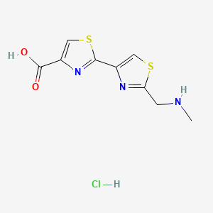 molecular formula C9H10ClN3O2S2 B8093045 2-[2-(Methylaminomethyl)-1,3-thiazol-4-yl]-1,3-thiazole-4-carboxylic acid;hydrochloride 