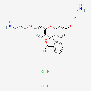 molecular formula C26H28Cl2N2O5 B8093047 3',6'-Bis(3-aminopropoxy)spiro[2-benzofuran-3,9'-xanthene]-1-one;dihydrochloride 