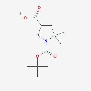 molecular formula C12H21NO4 B8093140 1-[(Tert-butoxy)carbonyl]-5,5-dimethylpyrrolidine-3-carboxylic acid 