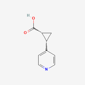 molecular formula C9H9NO2 B8093196 rac-(1R,2S)-2-(pyridin-4-yl)cyclopropane-1-carboxylic acid 