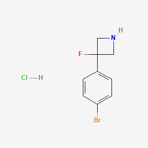molecular formula C9H10BrClFN B8093208 3-(4-Bromophenyl)-3-fluoro-azetidine HCl 