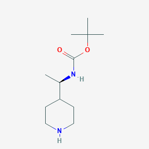molecular formula C12H24N2O2 B8093244 tert-Butyl N-[(1R)-1-(piperidin-4-yl)ethyl]carbamate 
