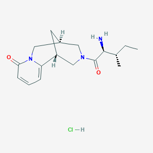 molecular formula C17H26ClN3O2 B8093311 (1R,9S)-11-[(2S,3S)-2-amino-3-methylpentanoyl]-7,11-diazatricyclo[7.3.1.02,7]trideca-2,4-dien-6-one;hydrochloride 