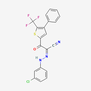 molecular formula C20H11ClF3N3OS B8093316 (1Z)-N-(3-chloroanilino)-2-oxo-2-[4-phenyl-5-(trifluoromethyl)thiophen-2-yl]ethanimidoyl cyanide 