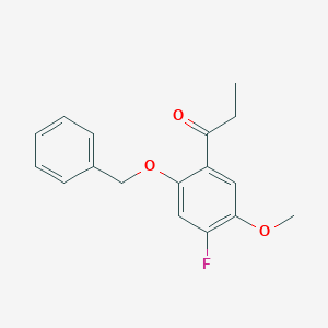 molecular formula C17H17FO3 B8093322 1-(4-Fluoro-5-methoxy-2-phenylmethoxyphenyl)propan-1-one 