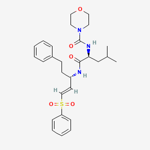molecular formula C28H37N3O5S B8093374 N-[(1S)-1-[[(E,1S)-3-(benzenesulfonyl)-1-phenethyl-allyl]carbamoyl]-3-methyl-butyl]morpholine-4-carboxamide 