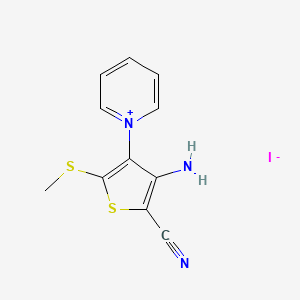 molecular formula C11H10IN3S2 B8093451 3-Amino-5-methylsulfanyl-4-pyridin-1-ium-1-ylthiophene-2-carbonitrile;iodide 