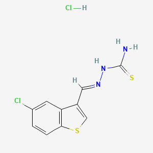 molecular formula C10H9Cl2N3S2 B8093462 [(E)-(5-chloro-1-benzothiophen-3-yl)methylideneamino]thiourea;hydrochloride 
