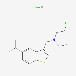molecular formula C16H23Cl2NS B8093484 2-chloro-N-ethyl-N-[(5-propan-2-yl-1-benzothiophen-3-yl)methyl]ethanamine;hydrochloride 