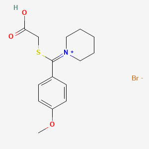 molecular formula C15H20BrNO3S B8093497 2-[(4-Methoxyphenyl)-piperidin-1-ium-1-ylidenemethyl]sulfanylacetic acid;bromide 