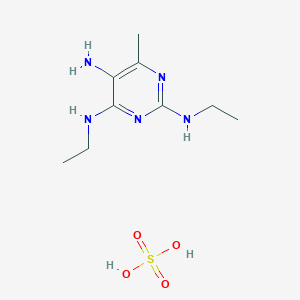molecular formula C9H19N5O4S B8093550 2-N,4-N-diethyl-6-methylpyrimidine-2,4,5-triamine;sulfuric acid 