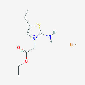molecular formula C9H15BrN2O2S B8093607 Ethyl 2-(2-amino-5-ethyl-1,3-thiazol-3-ium-3-yl)acetate;bromide 