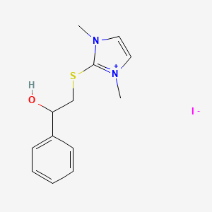 molecular formula C13H17IN2OS B8093788 2-(1,3-Dimethylimidazol-1-ium-2-yl)sulfanyl-1-phenylethanol;iodide 