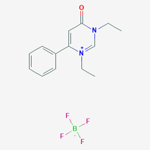 molecular formula C14H17BF4N2O B8093798 1,3-Diethyl-6-phenylpyrimidin-1-ium-4-one;tetrafluoroborate 