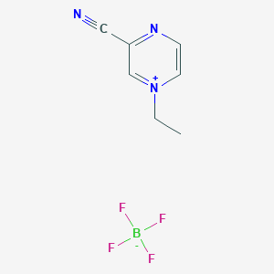 molecular formula C7H8BF4N3 B8093942 4-Ethylpyrazin-4-ium-2-carbonitrile;tetrafluoroborate 