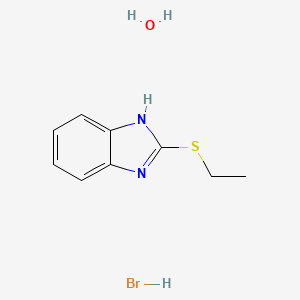 molecular formula C9H13BrN2OS B8094119 2-Ethylthiobenzimidazol hydro-bromide monohydrate 
