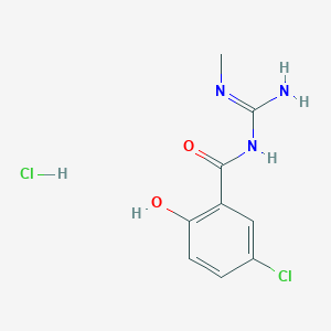 molecular formula C9H11Cl2N3O2 B8094154 N-(5-Chloro-2-hydroxybenzoyl)-N'-methylguanidine hydrochloride 