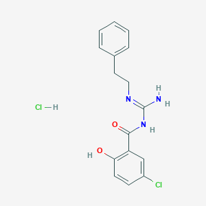 molecular formula C16H17Cl2N3O2 B8094166 N-(5-chloro-2-hydroxybenzoyl)-N'-(2-phenylethyl)guanidine hydrochloride 