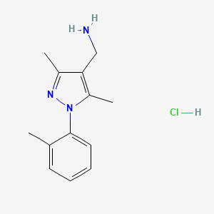 molecular formula C13H18ClN3 B8094240 [3,5-Dimethyl-1-(2-methylphenyl)pyrazol-4-yl]methanamine;hydrochloride 