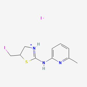 molecular formula C10H13I2N3S B8094280 5-(iodomethyl)-N-(6-methylpyridin-2-yl)-4,5-dihydro-1,3-thiazol-3-ium-2-amine;iodide 