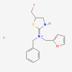 molecular formula C16H18I2N2OS B8094286 Benzyl-(furan-2-ylmethyl)-[5-(iodomethyl)-1,3-thiazolidin-2-ylidene]azanium;iodide 