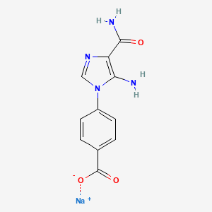 molecular formula C11H9N4NaO3 B8094338 Sodium;4-(5-amino-4-carbamoylimidazol-1-yl)benzoate 
